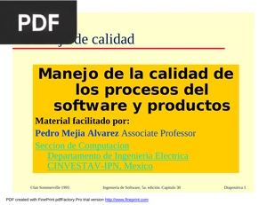 Manejo de la calidad de los procesos del software y productos (Presentacion)