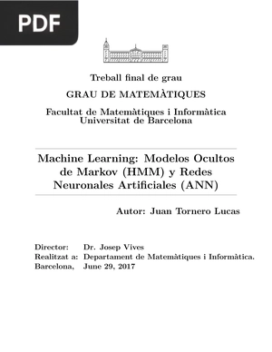 Machine Learning: Modelos Ocultos de Markov (HMM) y Redes Neuronales Artificiales (ANN)