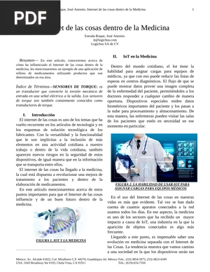 Internet de las cosas dentro de la Medicina (Articulo)