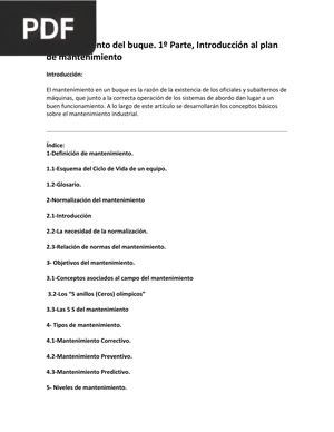 Mantenimiento del buque. 1º Parte, Introducción al plan de mantenimiento