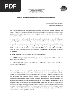 Aspectos éticos en la recolección, procesamiento y análisis de datos (Articulo)