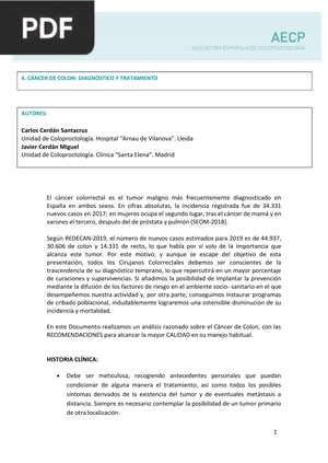 Cáncer de colon: diagnóstico y tratamiento