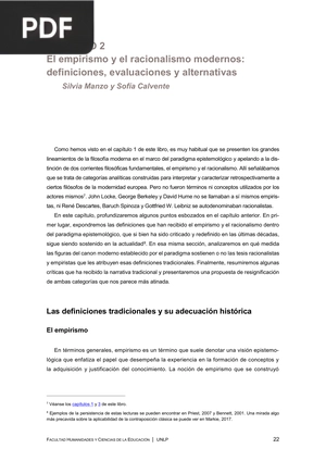 El empirismo y el racionalismo modernos: definiciones, evaluaciones y alternativas