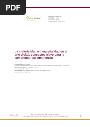 La materialidad e inmaterialidad en el arte digital: conceptos clave para la comprender su inmanencia