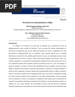 Mecanismo de autoinmunidad en vitiligo (Artículo)