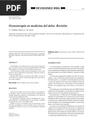 Ozonoterapia en medicina del dolor