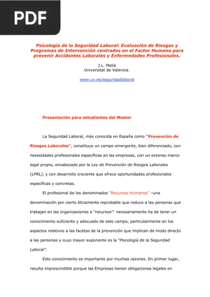 Psicología de la Seguridad Laboral (Articulo)