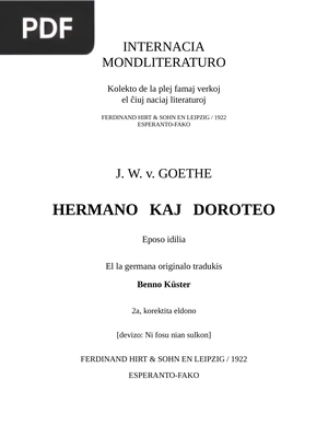 Hermano kaj Doroteo: Eposo idilia (Hermann y Dorotea)