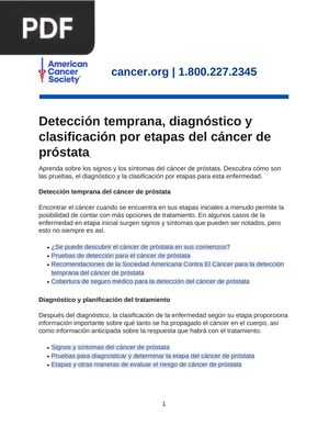 Detección temprana, diagnóstico y clasificación por etapas del cáncer de próstata