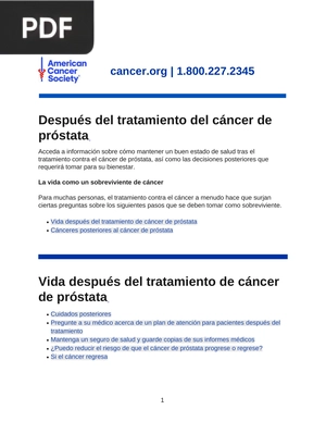 Vida después del tratamiento de cáncer de próstata (Articulo)