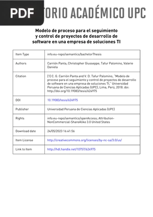 Modelo de proceso para el seguimiento y control de proyectos de desarrollo de software en una empresa de soluciones TI