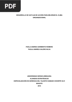 Desarrollo de un plan de acción para mejorar el clima organizacional