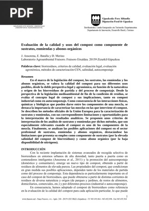 Evaluación de la calidad y usos del compost como componente de sustratos, enmiendas y abonos orgánicos