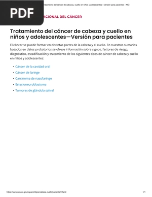 Tratamiento del cáncer de cabeza y cuello en niños y adolescentes (Articulo)