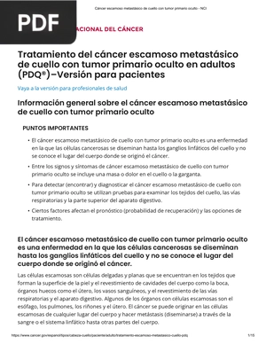 Tratamiento del cáncer escamoso metastásico de cuello con tumor primario oculto en adultos