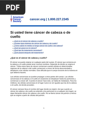 Si usted tiene cáncer de cabeza o de cuello