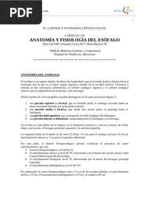 Anatomía y fisiología del esófago