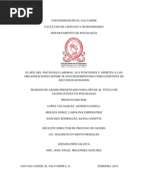 El rol del psicólogo laboral, sus funciones y aportes a las organizaciones donde se han desempeñado como gerentes de recursos humanos