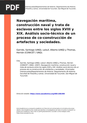 Navegación marítima, construcción naval y trata de esclavos entre los siglos XVIII y XIX