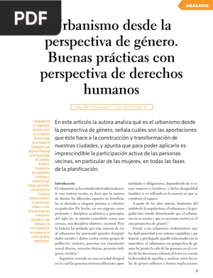 Urbanismo desde la perspectiva de género. Buenas prácticas con perspectiva de derechos humanos (Artículo)