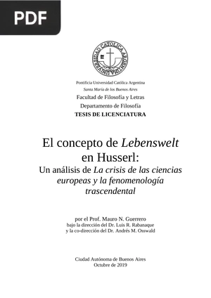 El concepto de Lebenswelt en Husserl