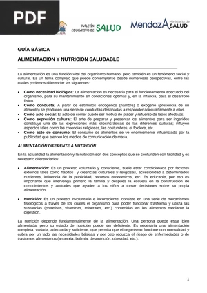 Guía básica. Alimentación y Nutrición Saludable