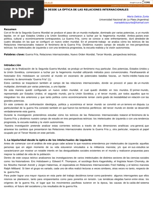 La guerra fría desde la óptica de las relaciones internacionales (Articulo)