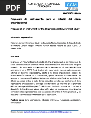 Propuesta de instrumento para el estudio del clima organizacional