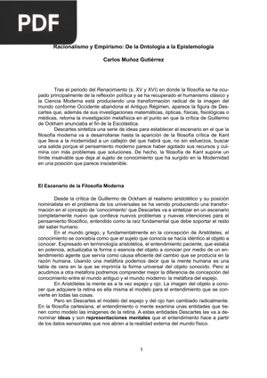 Racionalismo Y Empirismo: De la Ontología a la Epistemología