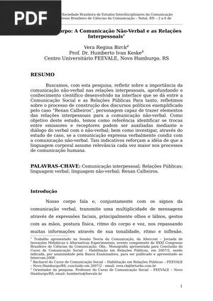 A Voz do Corpo: A Comunicação Não-Verbal e as Relações Interpessoais