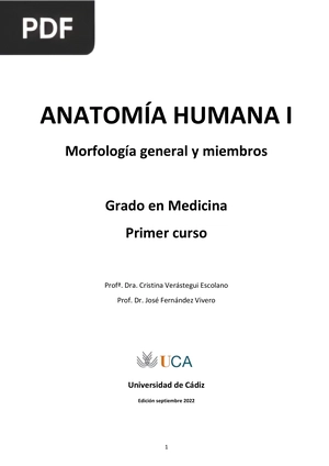 Anatomía Humana I. Morfología general y miembros