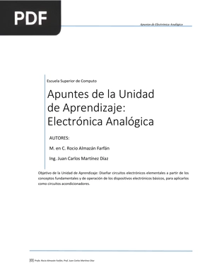 Apuntes de la Unidad de Aprendizaje: Electrónica Analógica