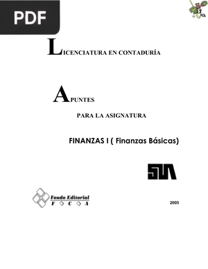 Apuntes para la Asignatura Finanzas I (Finanzas Básicas)