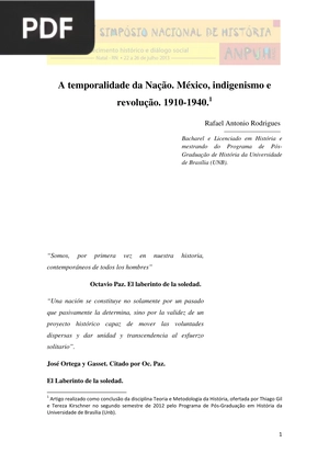 A temporalidade da Nação. México, indigenismo e revolução. 1910-1940.1