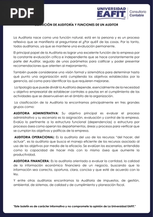 Definición de auditoría y funciones de un auditor