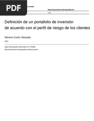 Definición de un portafolio de inversión de acuerdo con el perfil de riesgo de los clientes