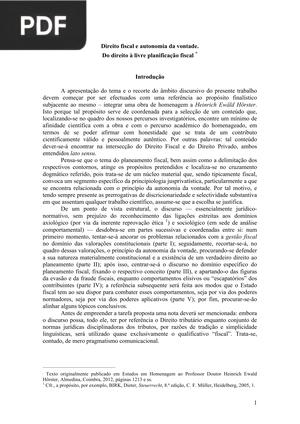 Direito fiscal e autonomia da vontade. Do direito à livre planificação fiscal