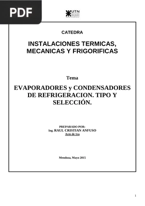 Evaporadores y condensadores de refrigeracion. tipo y selección