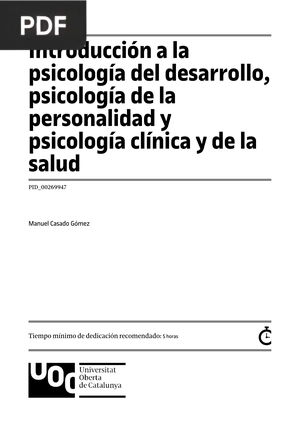 Introducción a la psicología del desarrollo, psicología de la personalidad y psicología clínica y de la salud