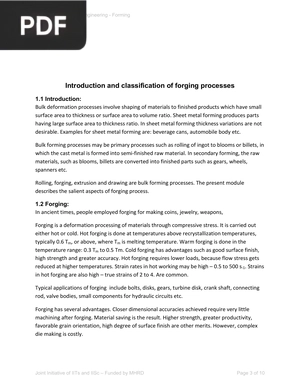 Introduction and classification of forging processes