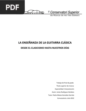 La enseñanza de la guitarra clásica desde el clasicismo hasta nuestros días