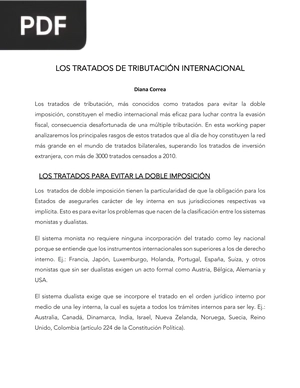 Los tratados de tributación internacional