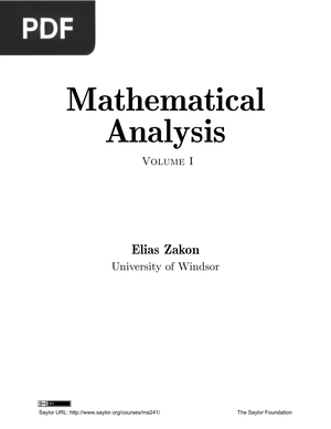 Mathematical Analysis. Volume I