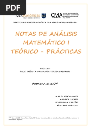 Notas de Análisis Matemático I. Teórico - Prácticas