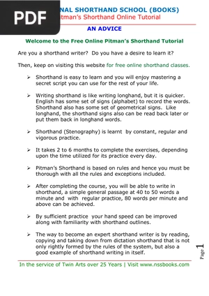 Pitman’s Shorthand Online Tutorial