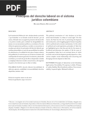 Principios del derecho laboral en el sistema jurídico colombiano