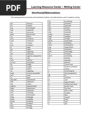 Shorthand/Abbreviations