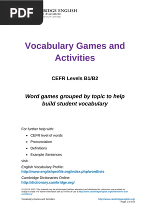 Vocabulary Games and Activities